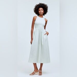 NWT Madewell The Melody Smocked crinkled cotton-poplin midi dress-pistachio sz M